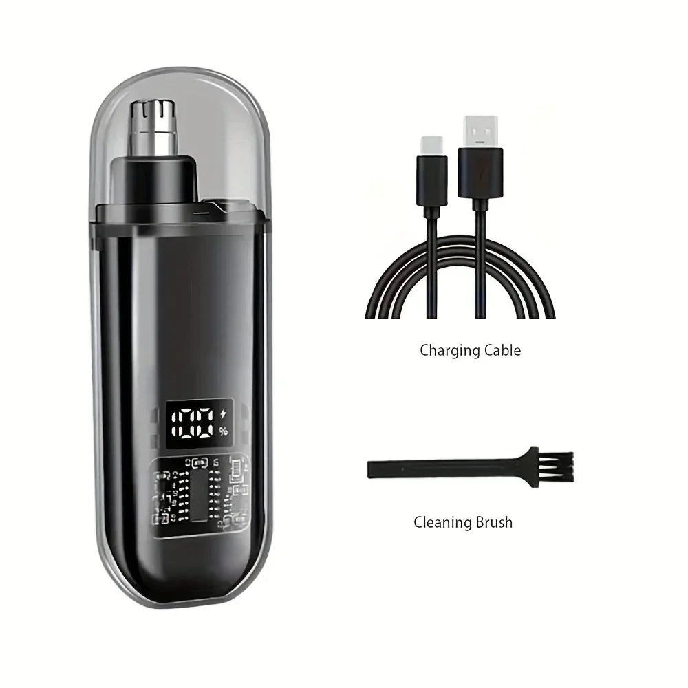 Nose & Ear Hair Trimmer for Men – USB-C Rechargeable Portable Grooming Kit