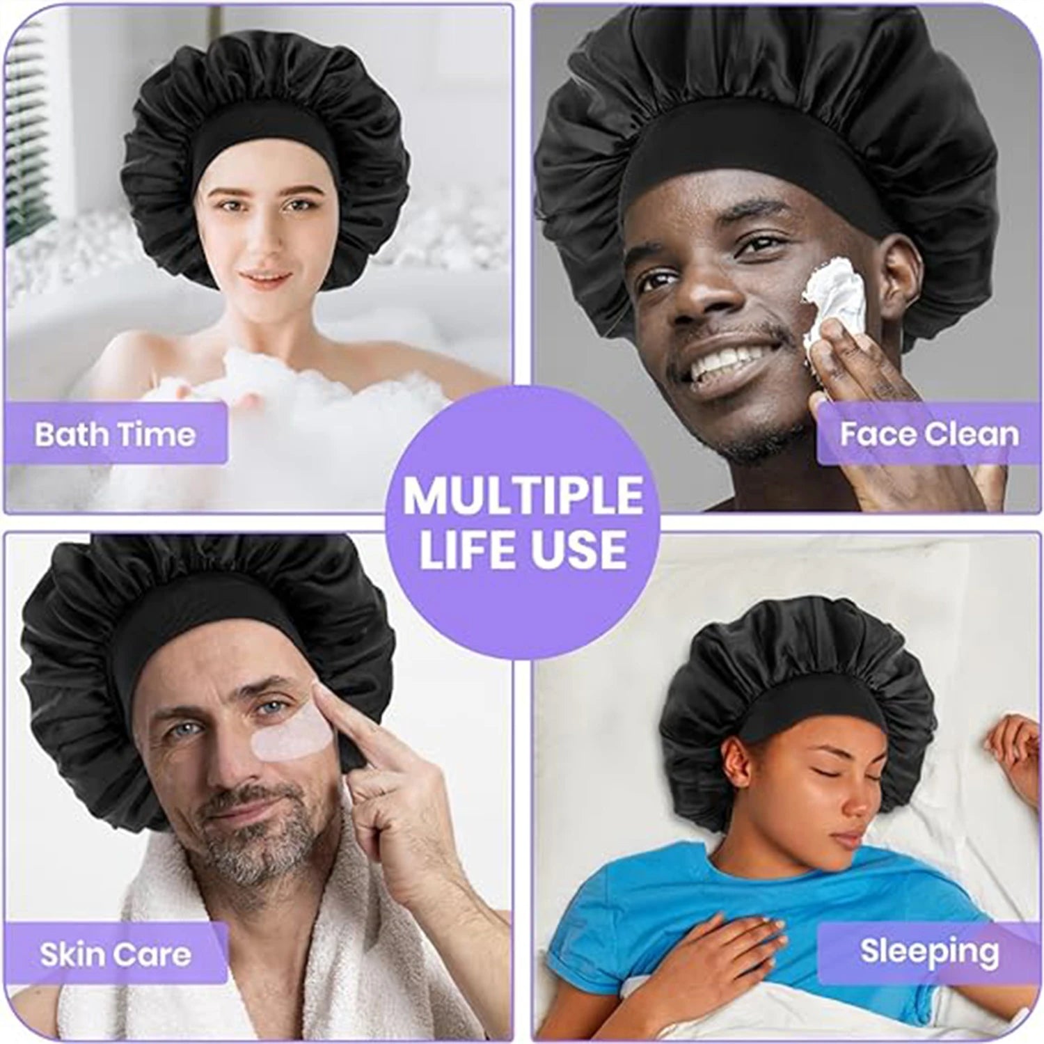 Satin Hair Bonnet for Sleeping – Soft Elastic Silk Bonnet for Hair Care
