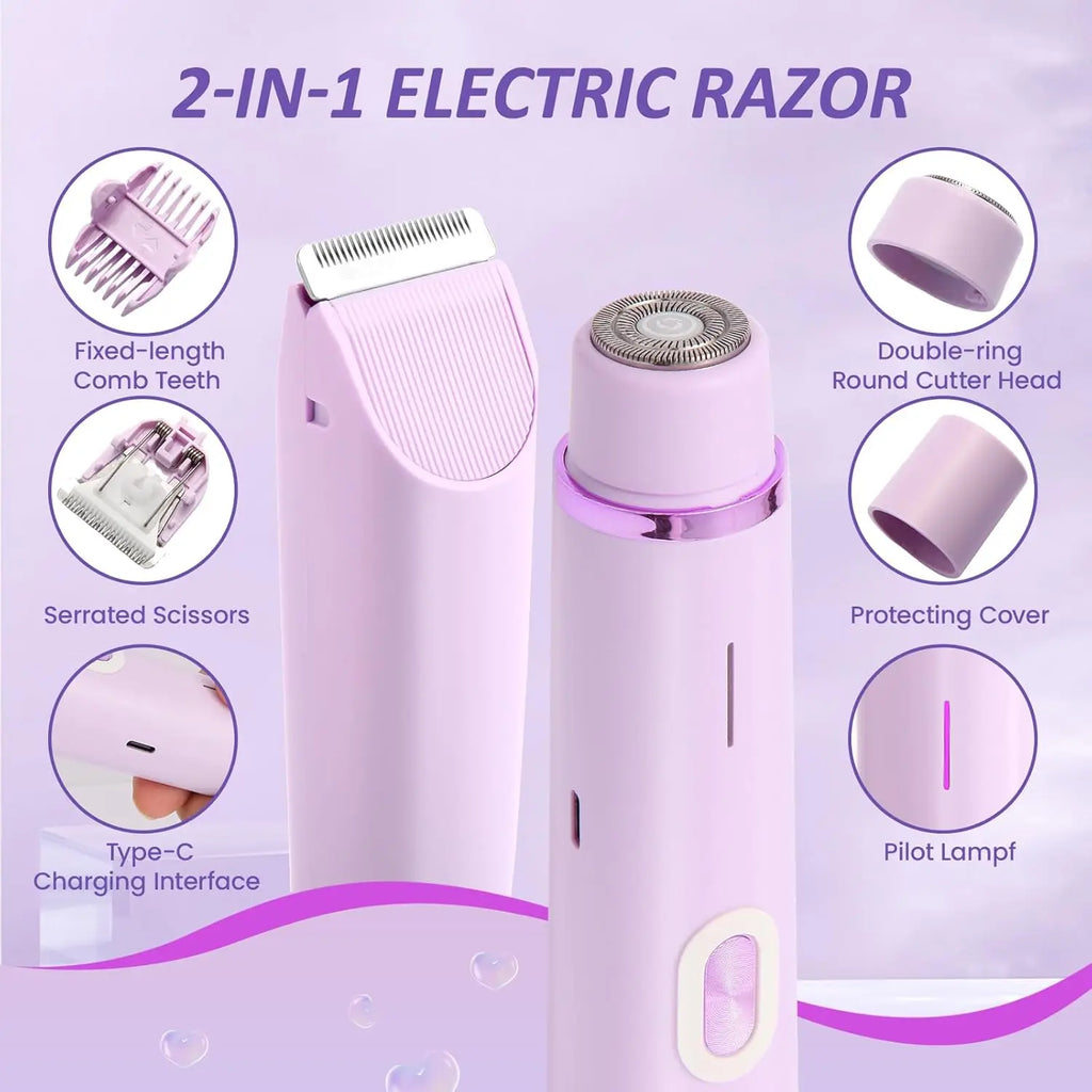 2-in-1 Electric Shaver – Waterproof Body Hair Trimmer
