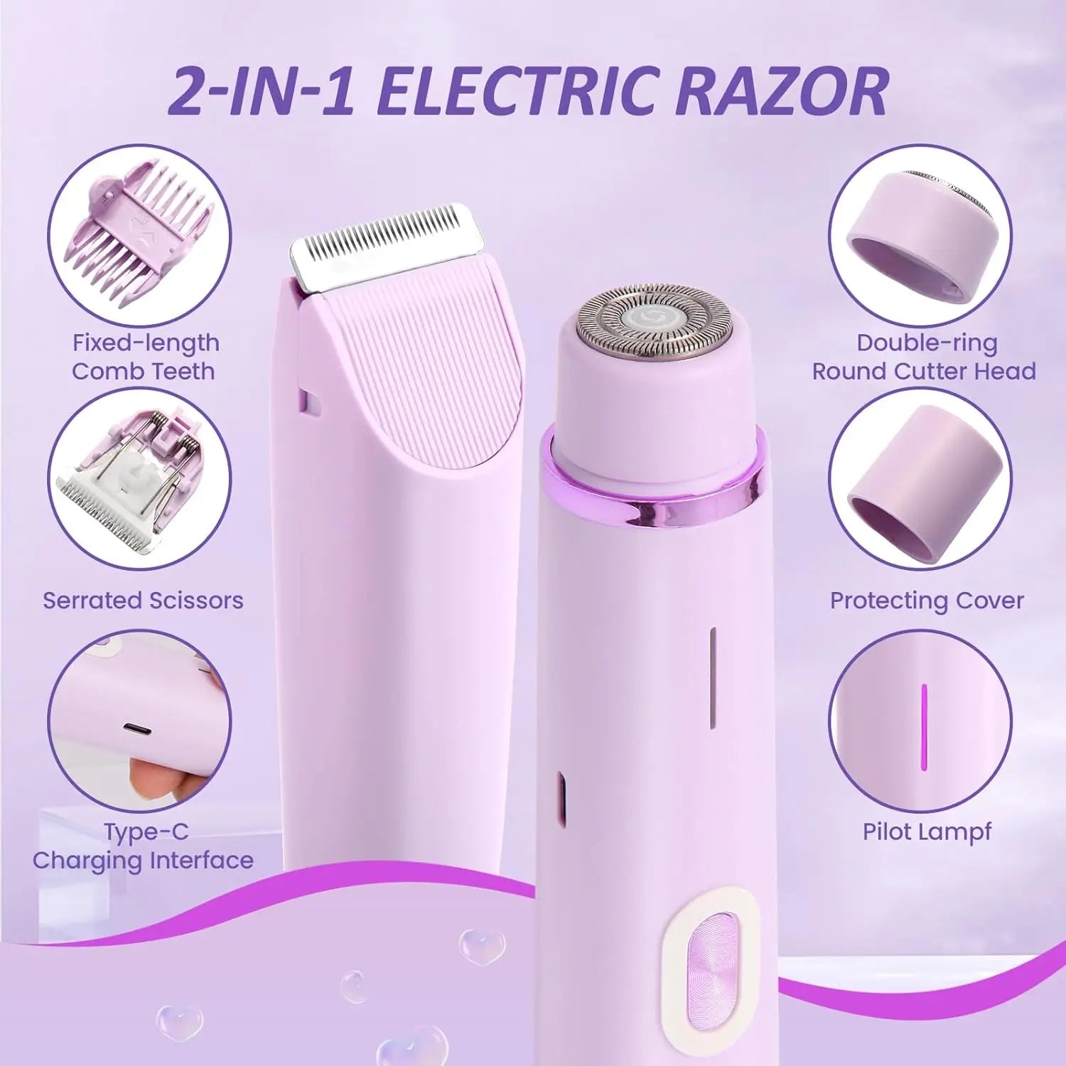 2-in-1 Electric Shaver – Waterproof Body Hair Trimmer