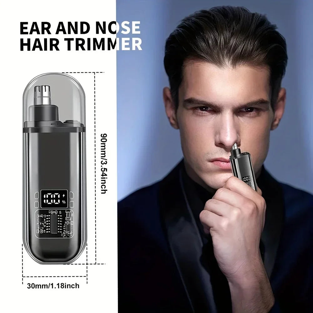 Nose & Ear Hair Trimmer for Men – USB-C Rechargeable Portable Grooming Kit