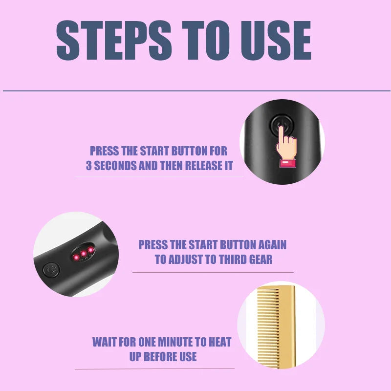 2-in-1 Electric Hair Straightener & Curler – Hot Comb Hair Styling Brush for Wet & Dry Hair