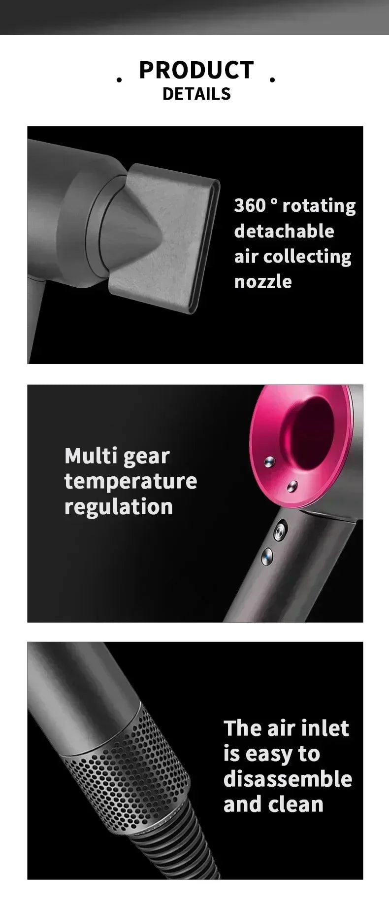 5-in-1 Professional Hair Dryer – Hot & Cold Air Lightweight Thermostatic Styling Tool