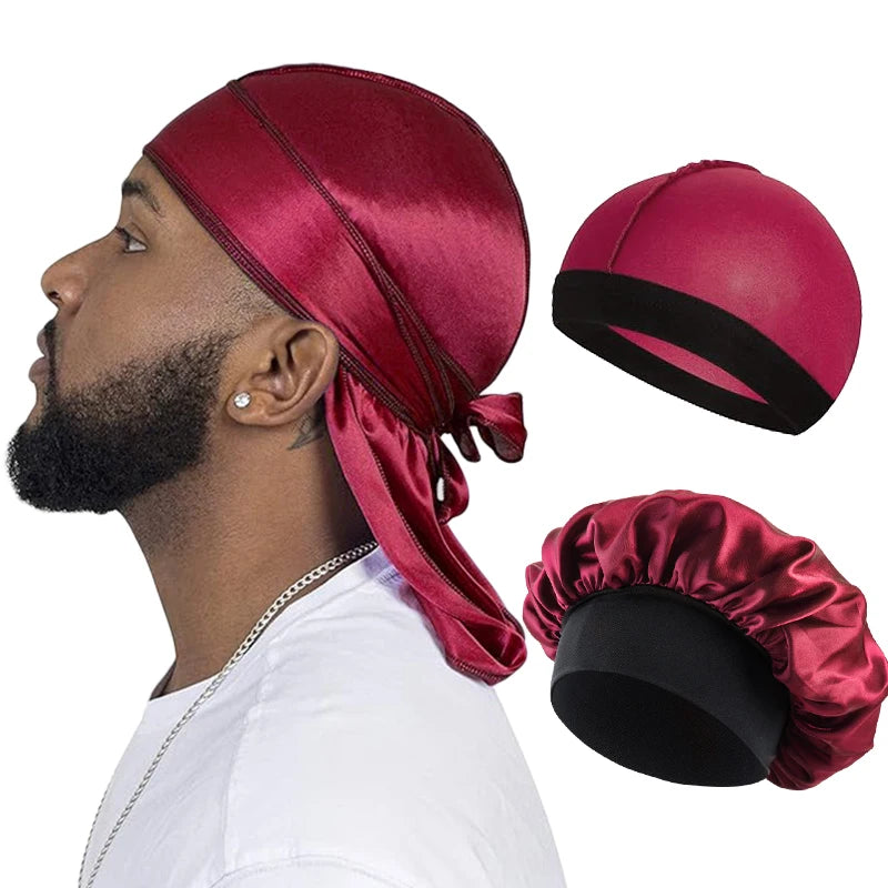 3PCS Silky Durag Wave Cap