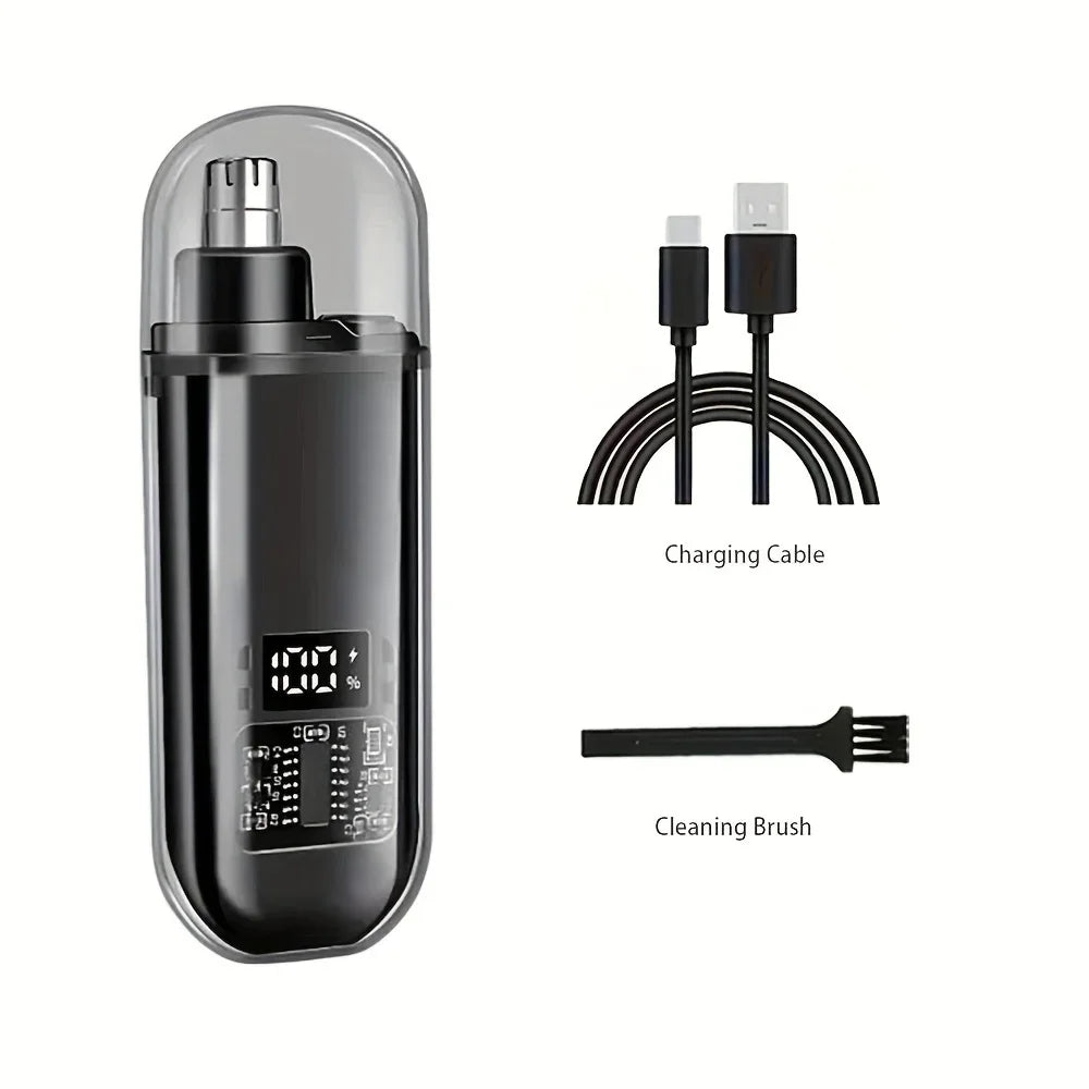 Nose & Ear Hair Trimmer for Men – USB-C Rechargeable Portable Grooming Kit