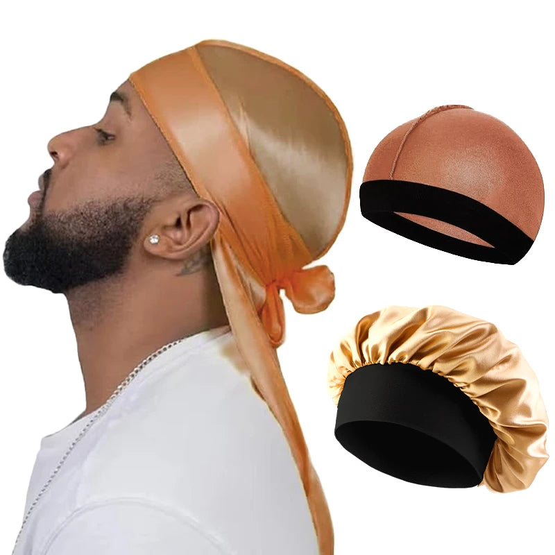 3PCS Silky Durag Wave Cap