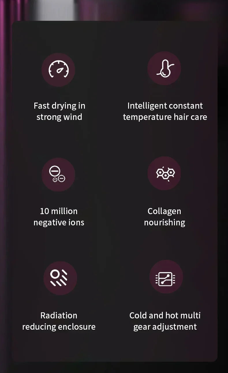 5-in-1 Professional Hair Dryer – Hot & Cold Air Lightweight Thermostatic Styling Tool