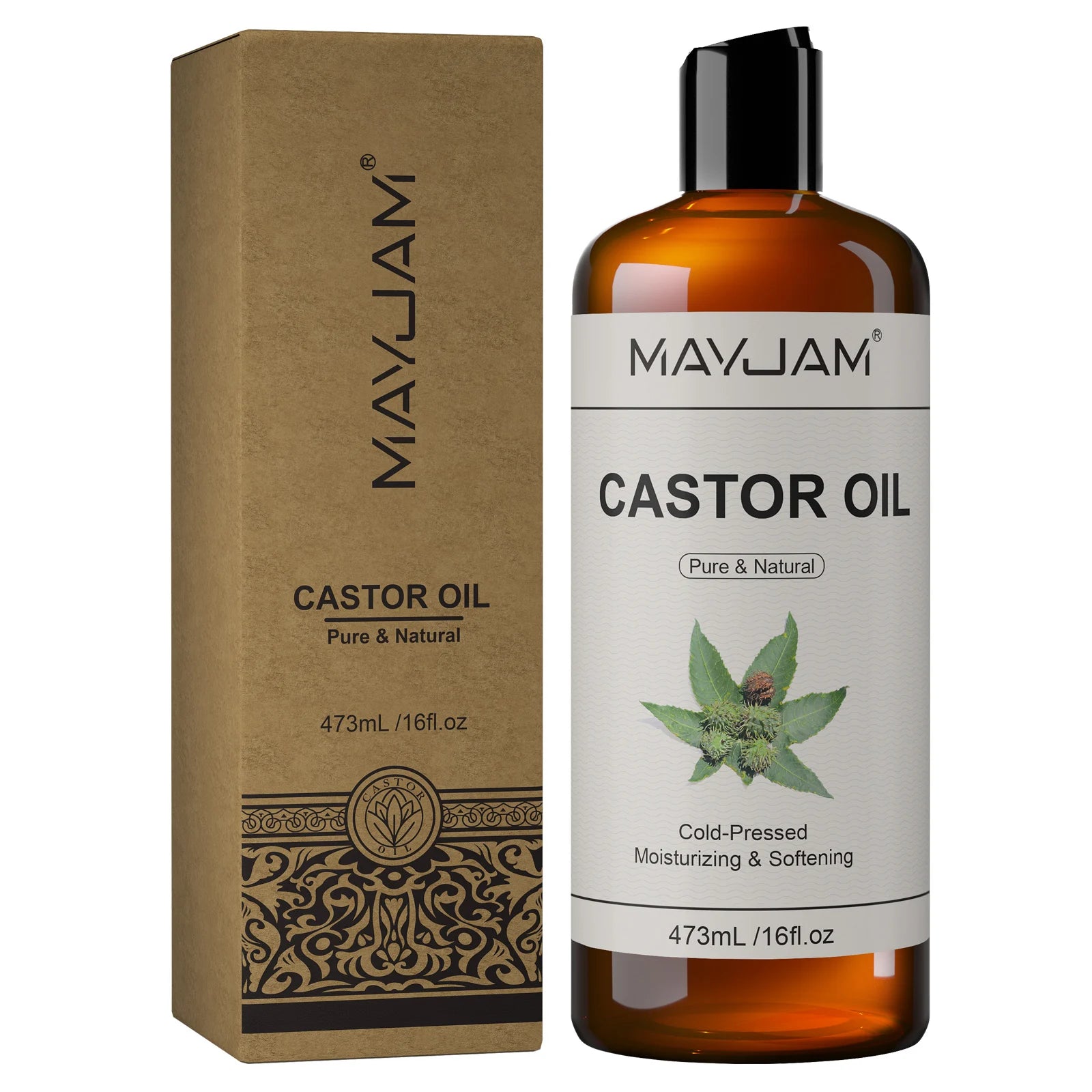 Organic Castor Oil – Cold-Pressed Natural Carrier Oil for Skin, Hair, Eyelashes & Nails