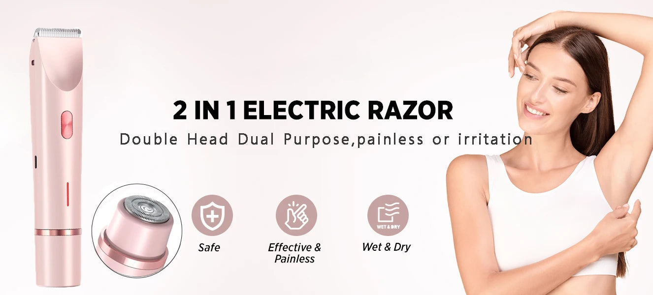 2-in-1 Electric Shaver – Waterproof Body Hair Trimmer