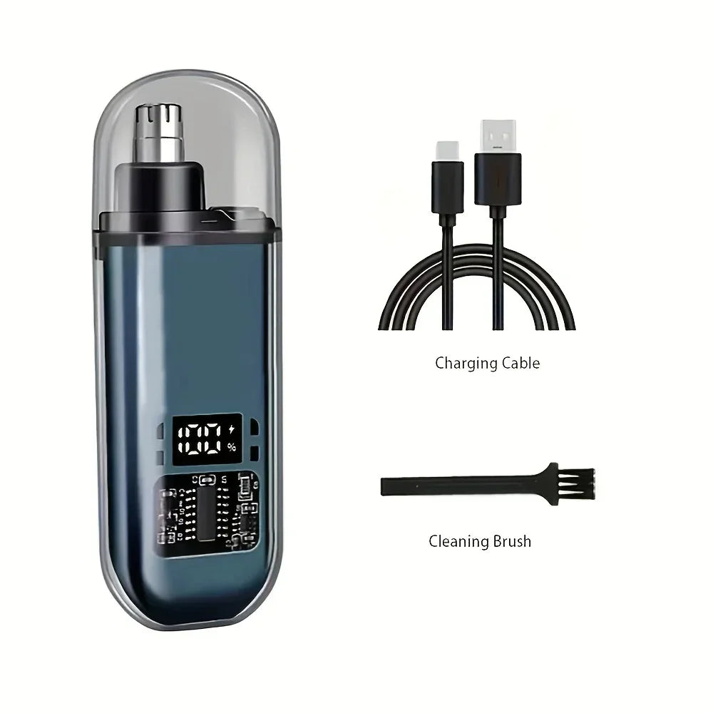 Nose & Ear Hair Trimmer for Men – USB-C Rechargeable Portable Grooming Kit