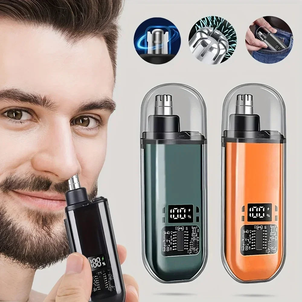 Nose & Ear Hair Trimmer for Men – USB-C Rechargeable Portable Grooming Kit