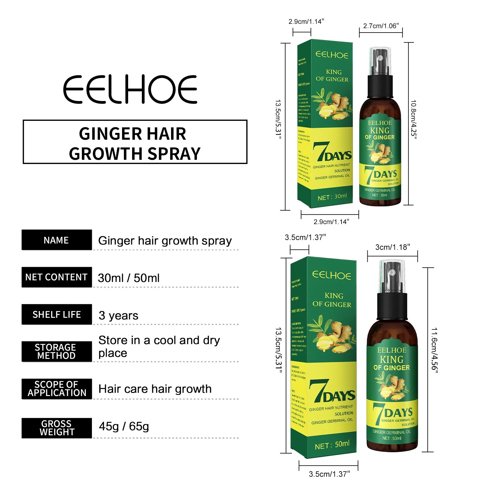 Ginger Hair Growth Spray – Scalp Repair & Hair Strengthening Treatment