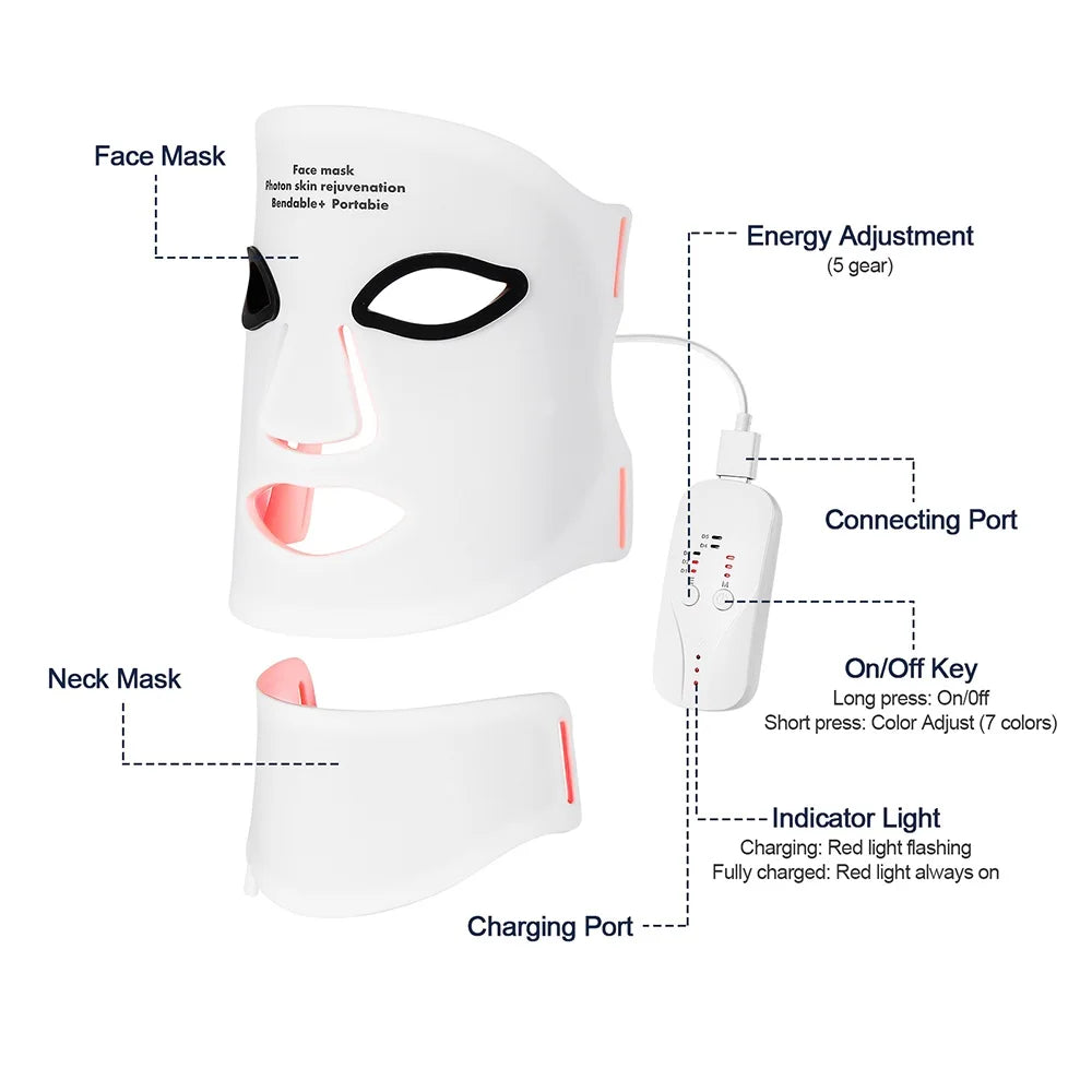 7-Color LED Red Light Therapy Mask